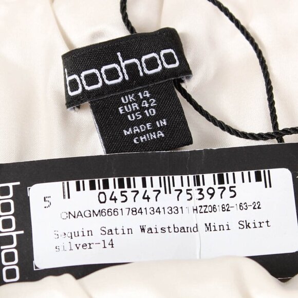 Boohoo Sequin Satin Waistband Mini Skirt - Size 10 - NWT - Picture 7 of 10